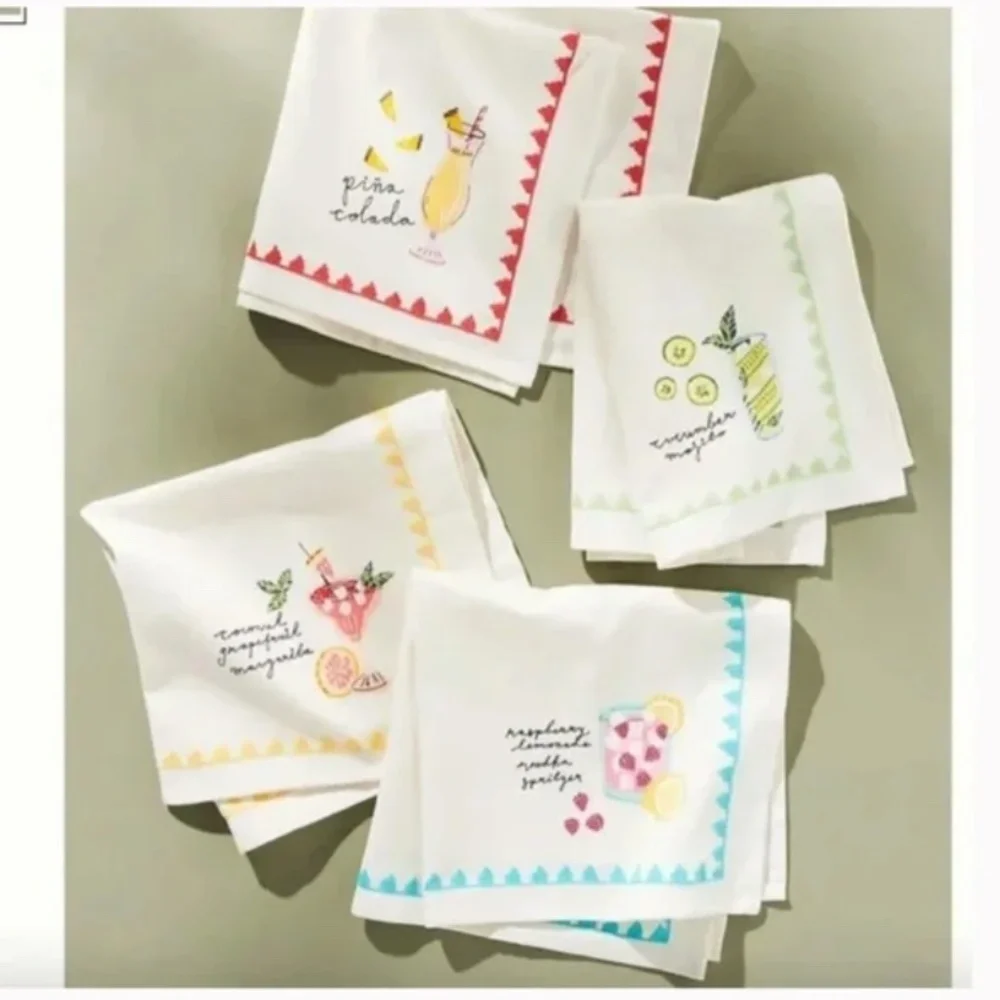 That's The Spirit Alcohol Tequila Vodka Drink Snacks Boho Chic Art Napkin Set